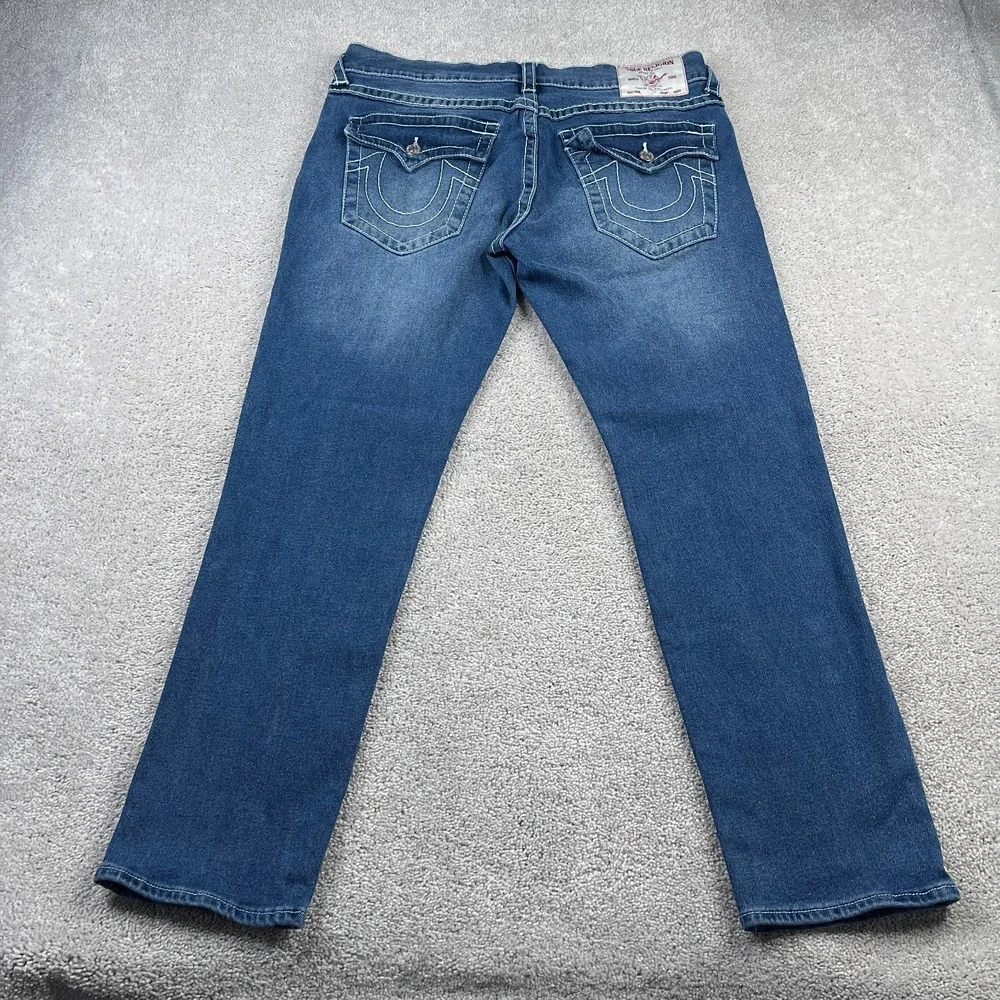 True Religion Jeans Mens 36x31 Blue Geno Relaxed Slim Flap Pockets Stretch Denim